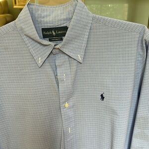 Ralph Lauren large custom fit blue and white button down shirt